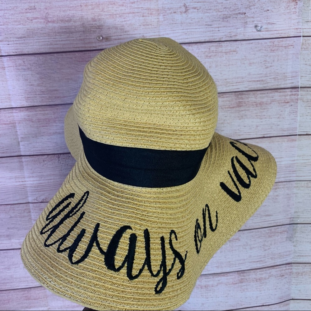C.C Always on Vacay Embroidered Sun Hat